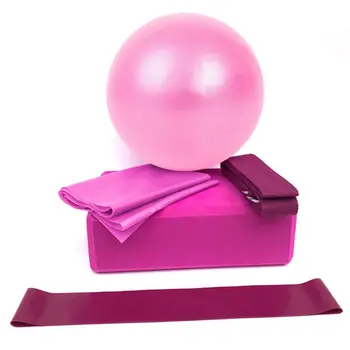 

5 Pcs Yoga Equipment Set with Yoga Ball Blocks Stretching Strap Resistance Loop Band Yoga Starter Kit for Home Exercise Fitness