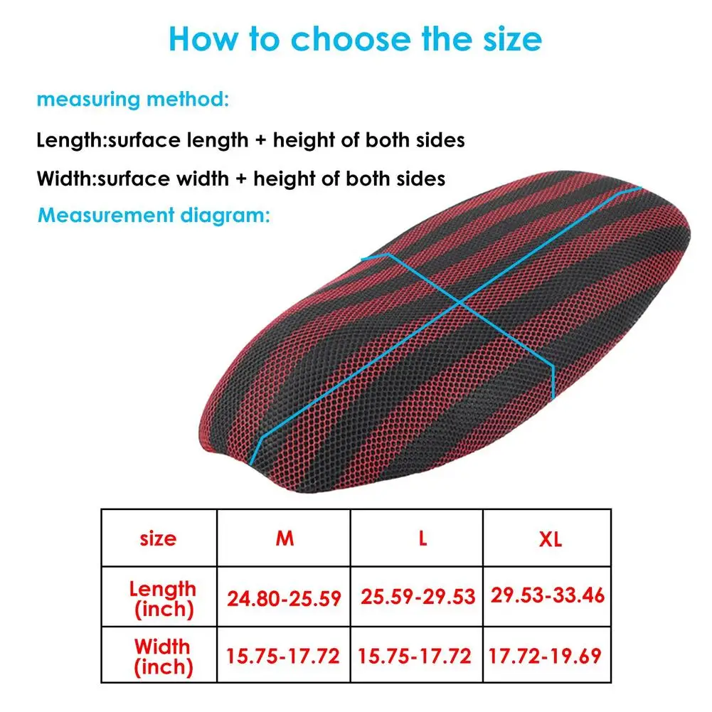 Motorcycle Scooter Seat Cover Electric Bicycle Breathable 3D Mesh Seat Cover M/L/XL Electric Scooter Insulation Cushion Cover