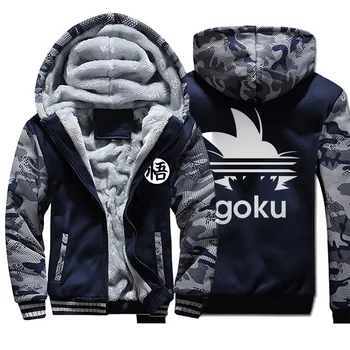 

DragonBall Z Dragon Ball Z Streetwear 2019 Winter Thicken Hoodies Warm Camouflage Men's Thick Sweatshirt Fleece Thick Jacket