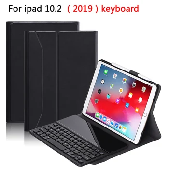 

For ipad 10.2(2019) Tempered Glass Bluetooth Keyboard with Black Leather Case (USA Keyboard)Anti-Scratch Shockproof Coque Fundas