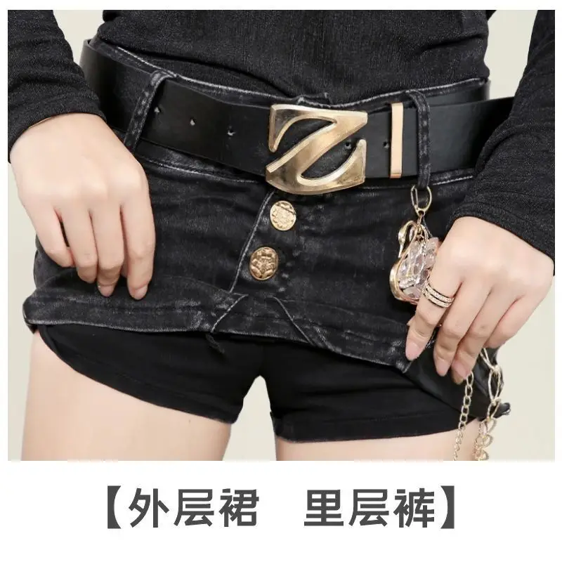 2025 sommer Neue Trend Punk Stil Elastische Dünne Sexy Damen Tasche Hüfte Denim Rock Weibliche Jeans Mini Rock Passenden Gürtel mujer – Detail 15