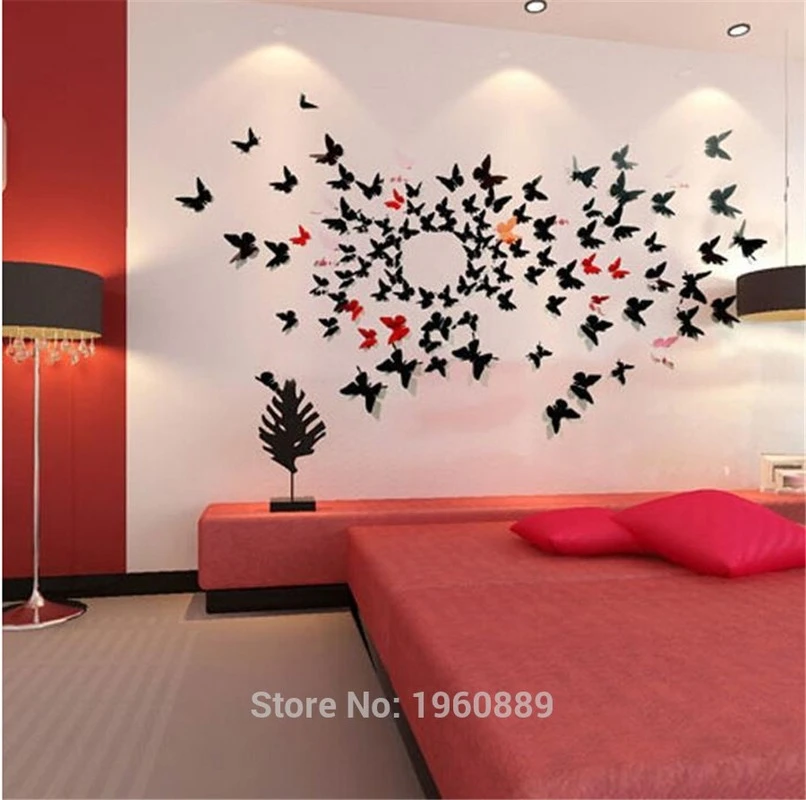 Beauty 12pcs Art Decal Stickers 3d Butterfly Stickers Home Room Wall