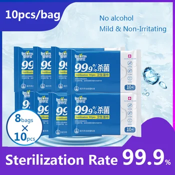 

80pcs/box Child Disinfection wipes Antiseptic Pads non-Alcohol Cleaning Wet Wipes Swabs Skin Care Sterilization Tissue Box