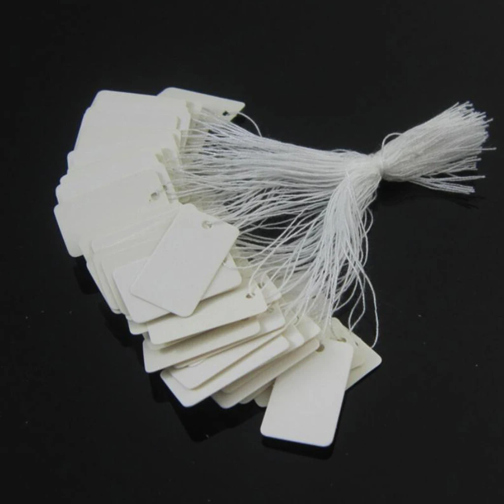 100pcs White Marking Tags Price Tags Sale Display Label with Hanging String 