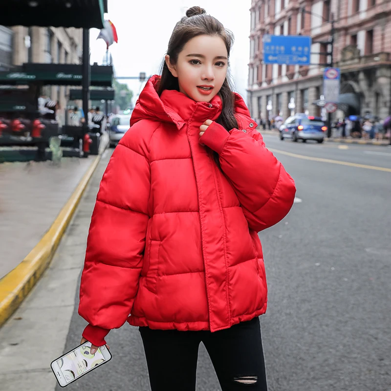 remarkable  2019 New Autumn Winter Jacket Hooded Women Coat Loose Cotton-padded Short Jackets Female Parka Warm
