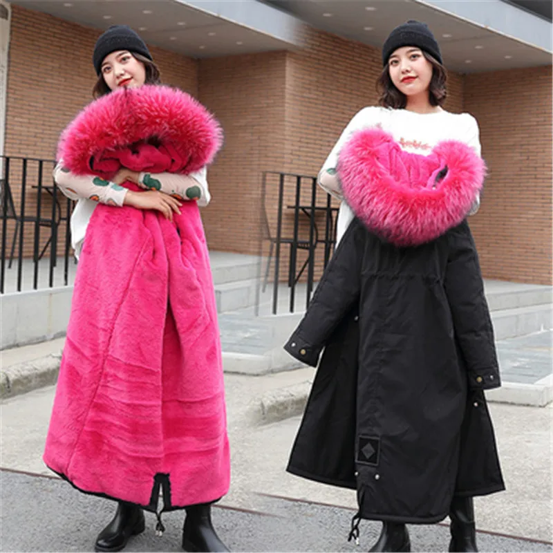 ##BUY 2019 Hooded Velve Parka Womens Thickening Outerwear Slim Down Cotton Coat Female New Long Fur Collar Winter Jacket Women 844