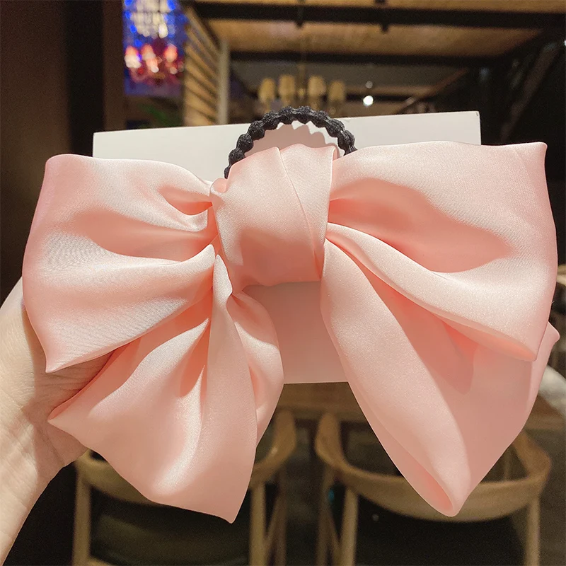 pink 1 rubber band Двухслойная хлопковая 9,25 дюймовая заколка для волос с бантом, повязка на голову для женщин и девочек, милая заколка для волос, заколка для волос, аксессуары для волос - Цвет: pink 1 rubber band