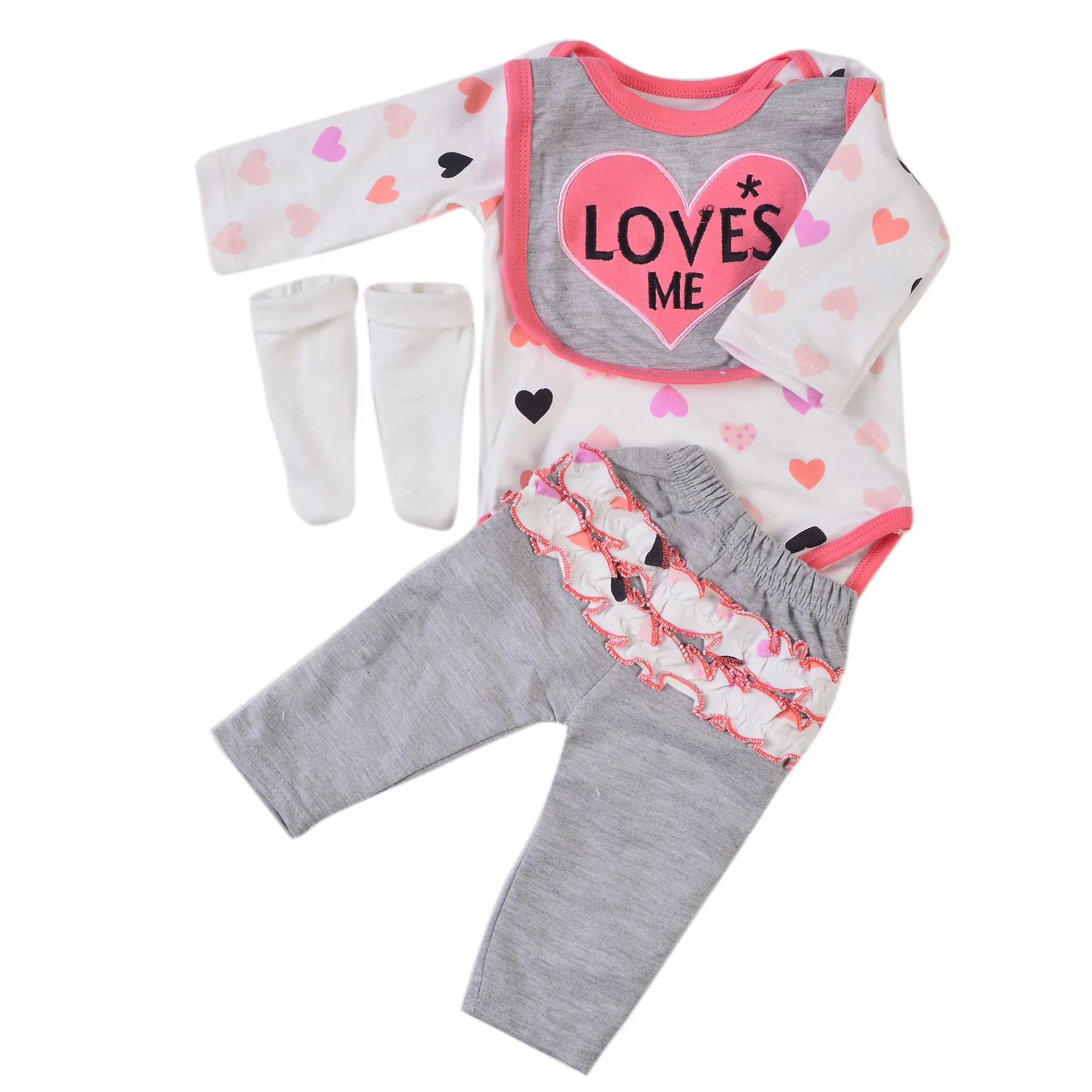 

Newborn Toddler Kid Baby Boy Girl doll Clothes Printed letters Long Sleeve soft cotton pants for reborn doll Unisex Outfit gift