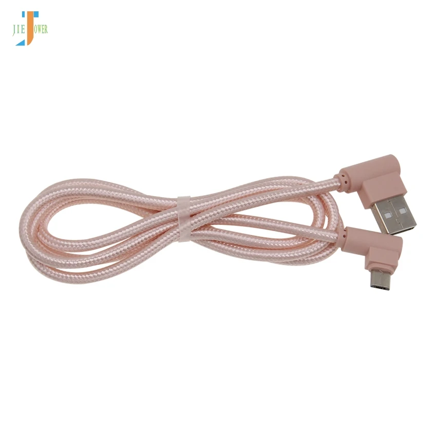 500 шт/лот Кабель зарядного устройства Micro USB кабель 90 градусов локоть нейлоновый кабель для передачи данных с оплеткой для Iphone MAX XS 8 samsung Note5 A3 A5 huawei