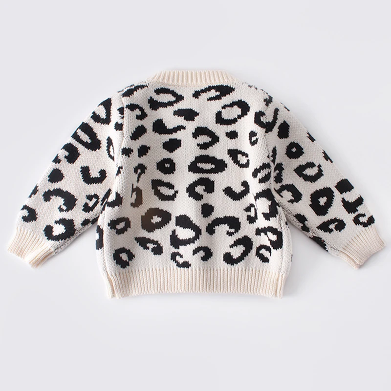 Одежда для маленьких девочек Осенняя леопардовая вязаная одежда для малышей комбинезон для новорожденных девочек хлопковый Детский кардиган свитер комбинезон
