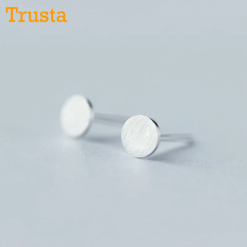 Trusta 925 пробы серебряные ювелирные изделия модные милые миниатюрные 0,5 см X 0,5 см круглые серьги-гвоздики подарок для девочек Дети Леди DS19-Round