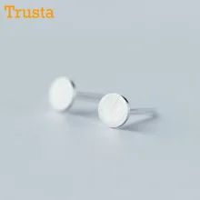 Trusta 925 пробы серебряные ювелирные изделия модные милые миниатюрные 0,5 см X 0,5 см круглые серьги-гвоздики подарок для девочек Дети Леди DS19-Round