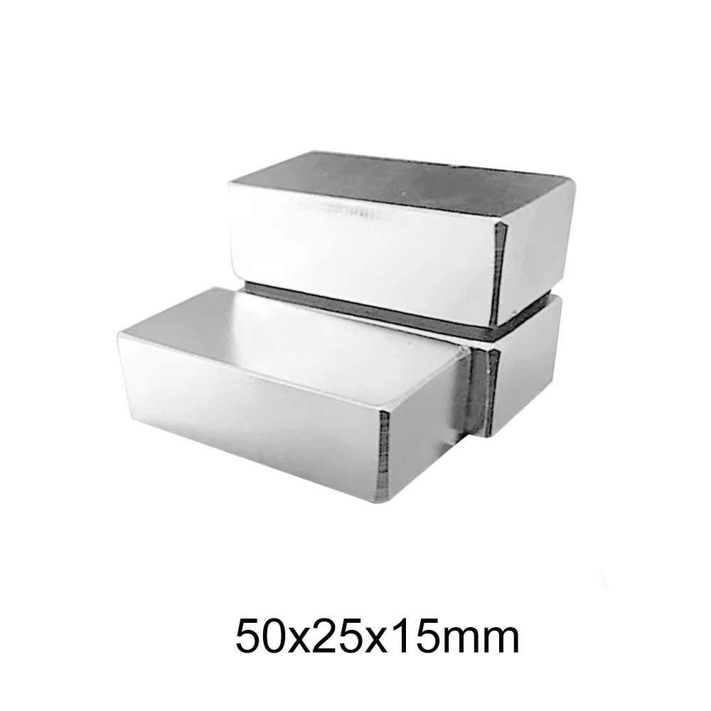 

1/2PCS 50x25x15 Block Rare Earth Magnet 50mm X 25mm N35 Thick NdFeB Magnets Strong 50x25x15mm Permanent Magnet sheet 50*25*15 mm