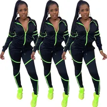 Женская спортивная одежда, однотонный спортивный комплект, сшитый карман на молнии, комплект из двух предметов, топы с длинными рукавами+ штаны, Ropa Deportiva Hombre