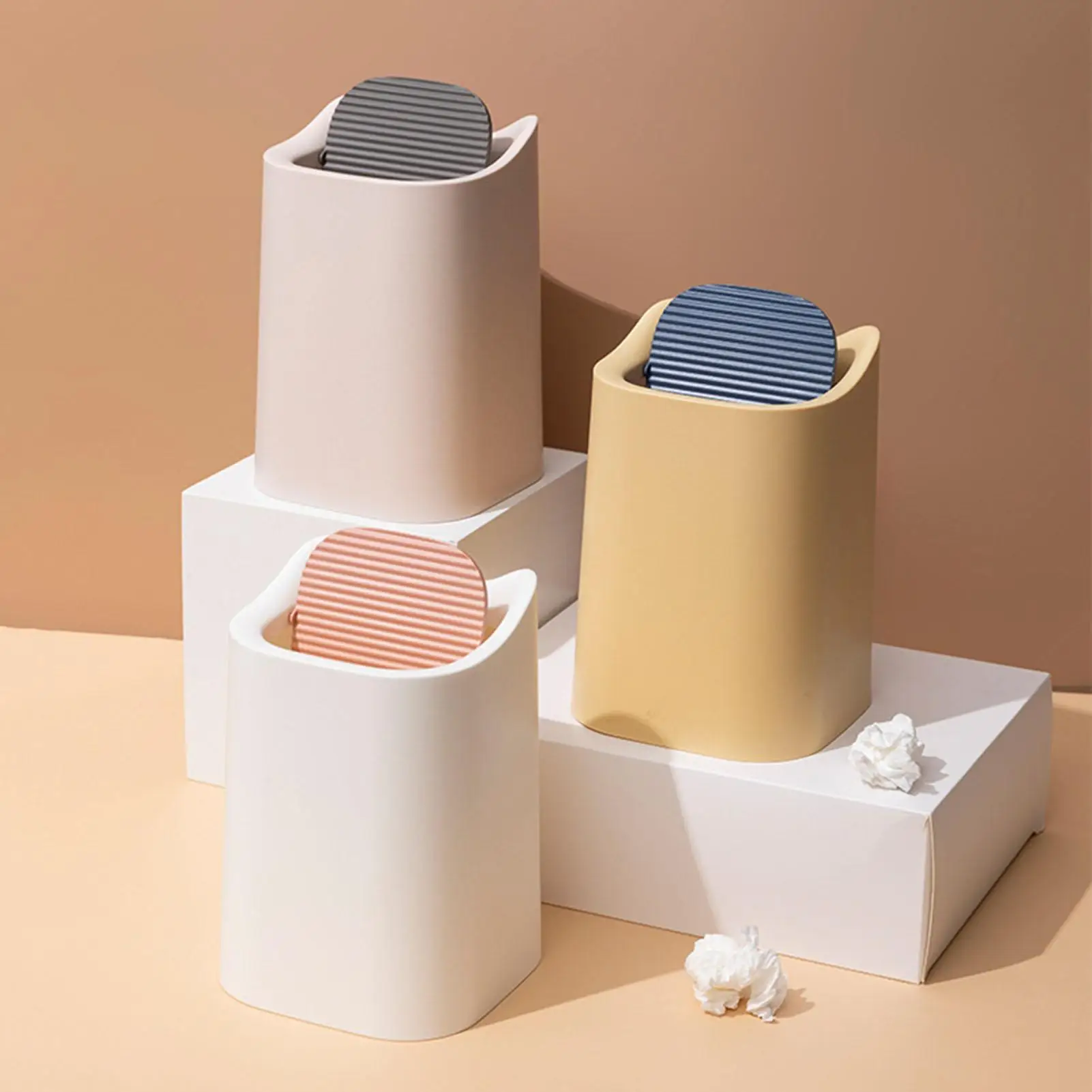 Northern Europe Mini Waste Bins Desktop Trash Can Office Plastic Basket Portable Bedroom Living Room Kitchen | Дом и сад