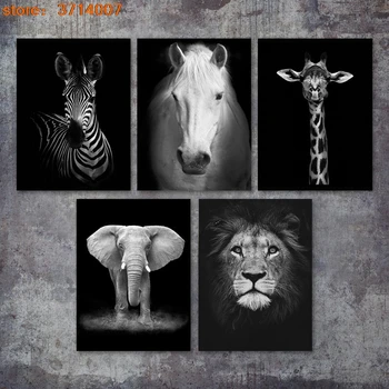 

Animal Giraffe Zebra Lion Elephant Horse painting by numbers Poster Black and White Canvas Art Wall Picture for Living Room