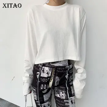 

XITAO Straight Women T Shirt 2020 Spring Full Sleeve Pullover Small Fresh Casual Style White Black Elegant Tee Top DMY3883