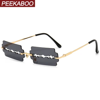 

Peekaboo vintage woman sunglasses rimless hollow metal fashion funny sun glasses for women square mean party gift accessories