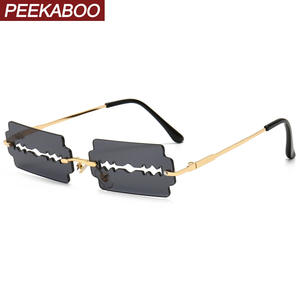 Женские Винтажные Солнцезащитные очки без оправы Peekaboo модные забавные