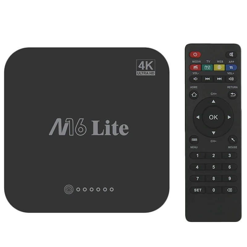 

M16 Lite Android Smart Tv Box Emmc Rom Set Top Box 4K 3D H.265 Wifi Media Player Tv Receiver Us Plug