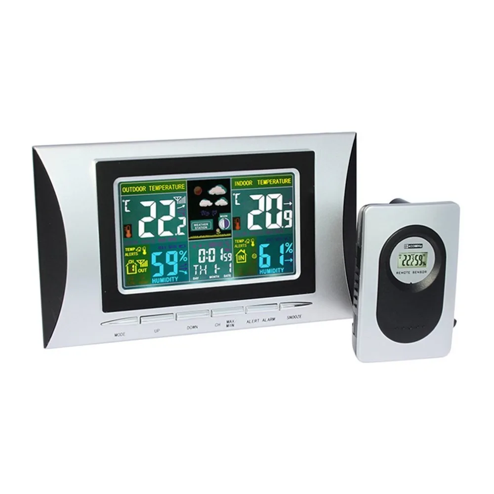 

Weather Station Forecast Temperature Humidity Meter Sensor Tester Hygrometer Clock Alarm Indoor Outdoor Probe