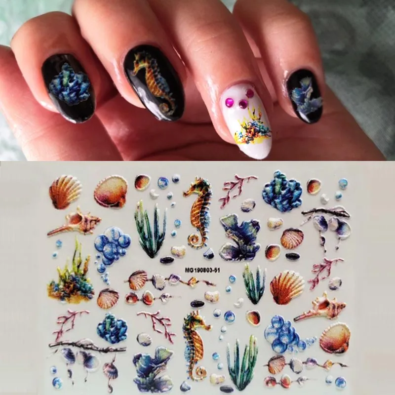 

1 piece 3D engraving sea sheel nail sticker acrylic nail sticker embossed flower water nail tool decoration