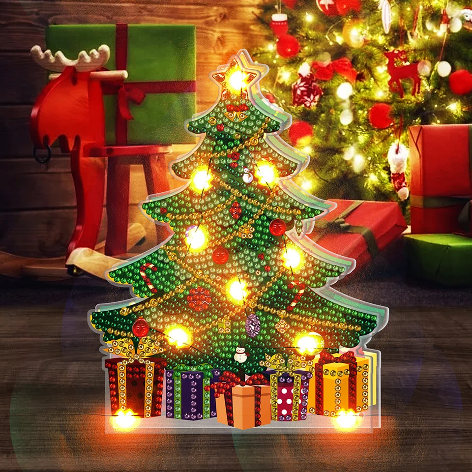 Christmas DIY Diamond Painting Light Tree Snowman Night Light for