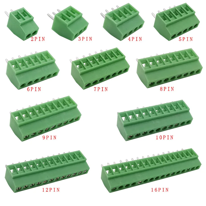 5/10Pcs KF128 2.54mm PCB Screw Terminal Blocks Connector 2.54 2P 3P 4P 5P 6P 7P 8P 9P 10P 12P 16 Pin for 26-18AWG Cable | Обустройство