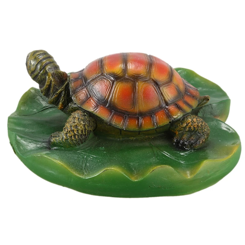 

New-Creative Resin Floating Lotus Leaf Tortoise Statue Outdoor Garden Pond Decorative Tortoise Sculpture Home Garden Fish Tank D