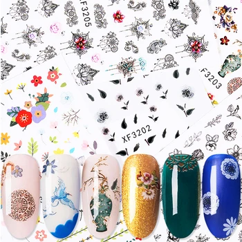 

1 Sheet Nail Water Transfer Sticker Vintage Flowers Leaf Animal Pattern Nail Transfer Sticker Full Wraps Nail Tips DIY