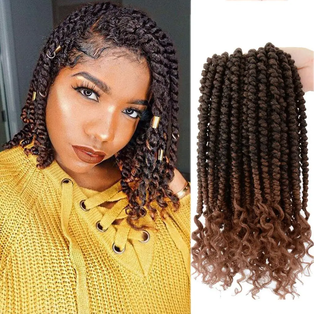 

Flyteng Spring Senegalese Twist Crochet Braids Curly End Havana Mambo Passion Twist Hair Extension For Black Women