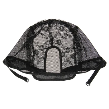 

Adjustable Lace Front Wig Cap Wig Making Weave Cap Elastic Hair Net Black