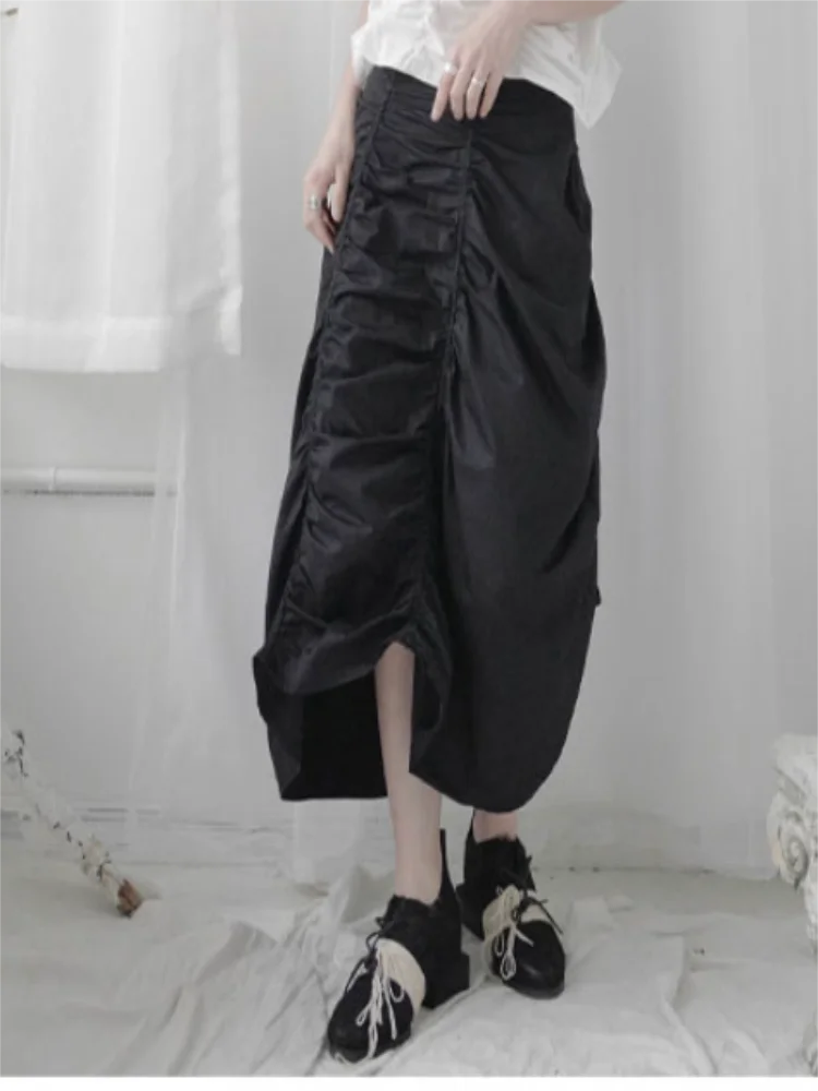 vintage pin buckle belts woman dress hot irregular personality waist strap lady suit decorate wide fashion pu leather waistbands Lady Half Skirt Hip Skirt Spring And Autumn New Solid Color Personality Out Pleat Design Irregular Fashion Pleat Half Skirt