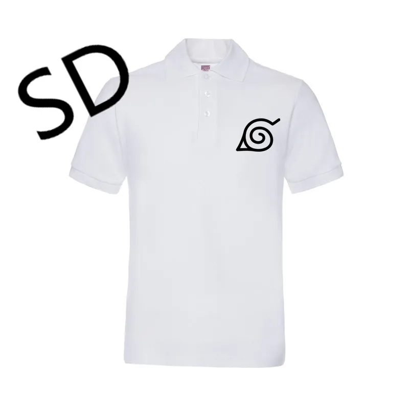 Прямая поставка Наруто Коноха лист символ Поло рубашка Мужская Аниме camisa polo masculina летние топы Harajuku одежда размера плюс рубашка - Цвет: White