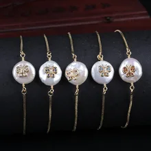 Фуксия, мята, белый микс, cz бусины, ПАВЕ, Бабочка, шарм, натуральный пресноводный жемчуг, браслет из бисера для женщин, подарок на свадьбу, день рождения