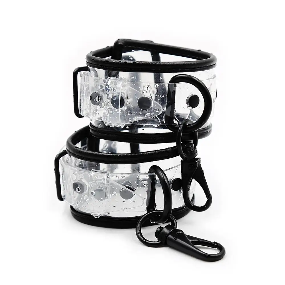 Adjustable Transparent PVC Handcuffs Ankle Cuffs Collar Neck Manacle BDSM Bondage Restraints Shackles Fetish Sex Toy for Couples |