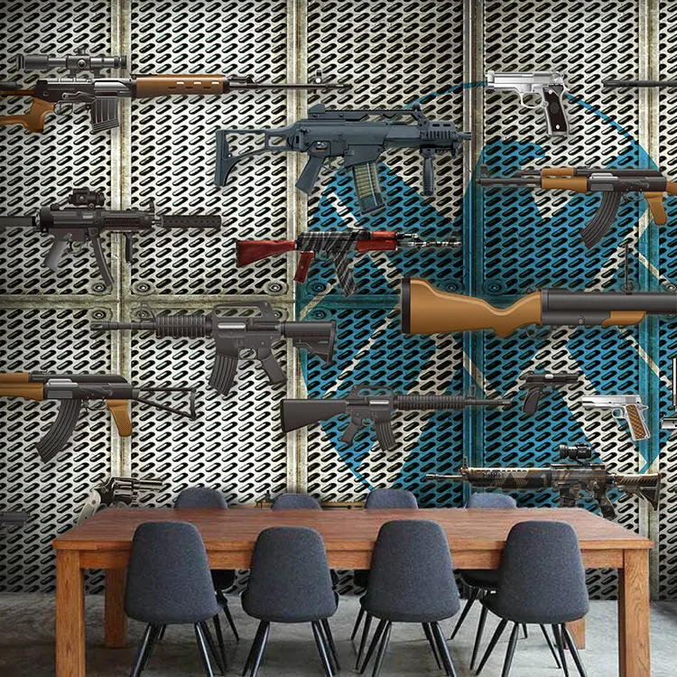 

Dropship Custom 3d Mural 3D Nostalgic Brick Lines Tin Bar KTV Wallpaper Theme Restaurant Gun Building Large Mural Wallpaper