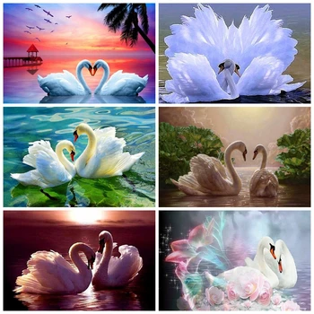 

HUACAN 5D DIY Diamond Painting Swan Animal Full Square Drill Home Decoration Embroidery Handcraft Art Kits