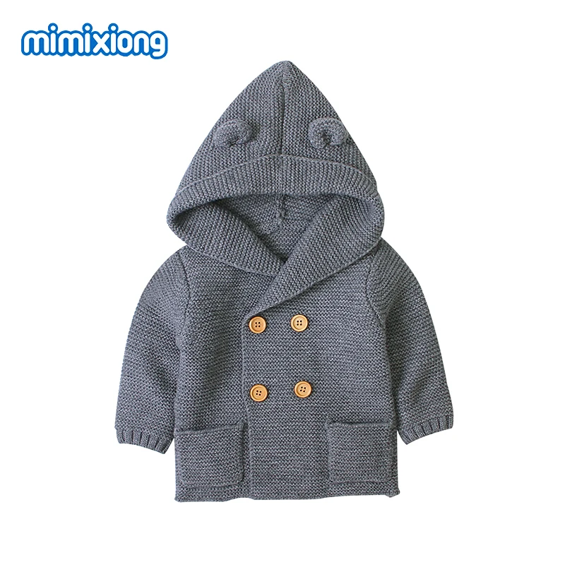 

Baby Girls Winter Hooded Long Sleeves Sweaters Colthes Autumn Warm Infant Boys Knitted Jackets Button Up Toddler Knitwear 0-24M