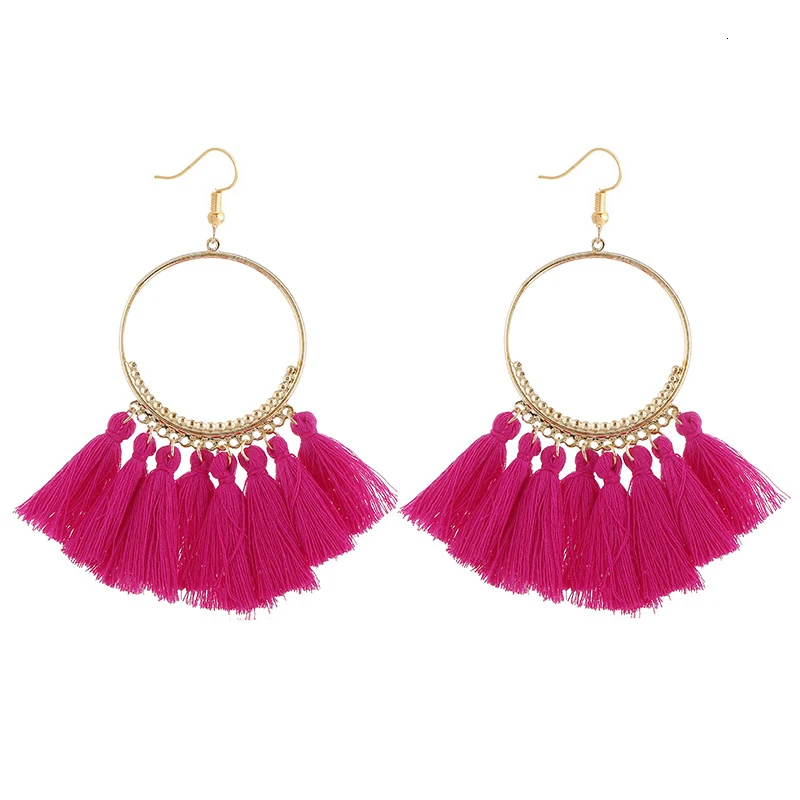 cjh006 Christmas Hoops Tassle Tassel Earrings Drop Fringe Earrings