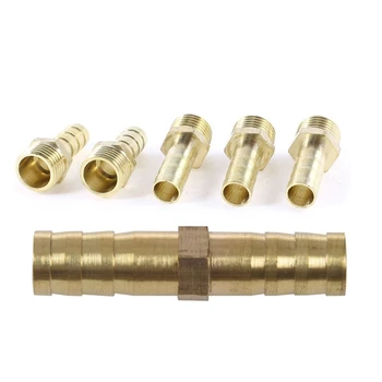 

10Pcs 1/4Inch PT Male Thread to 8mm Hose Barb Brass Straight Coupling Fitting & Inner Dia Air Gas Straight Hose Pipe Barb Couple