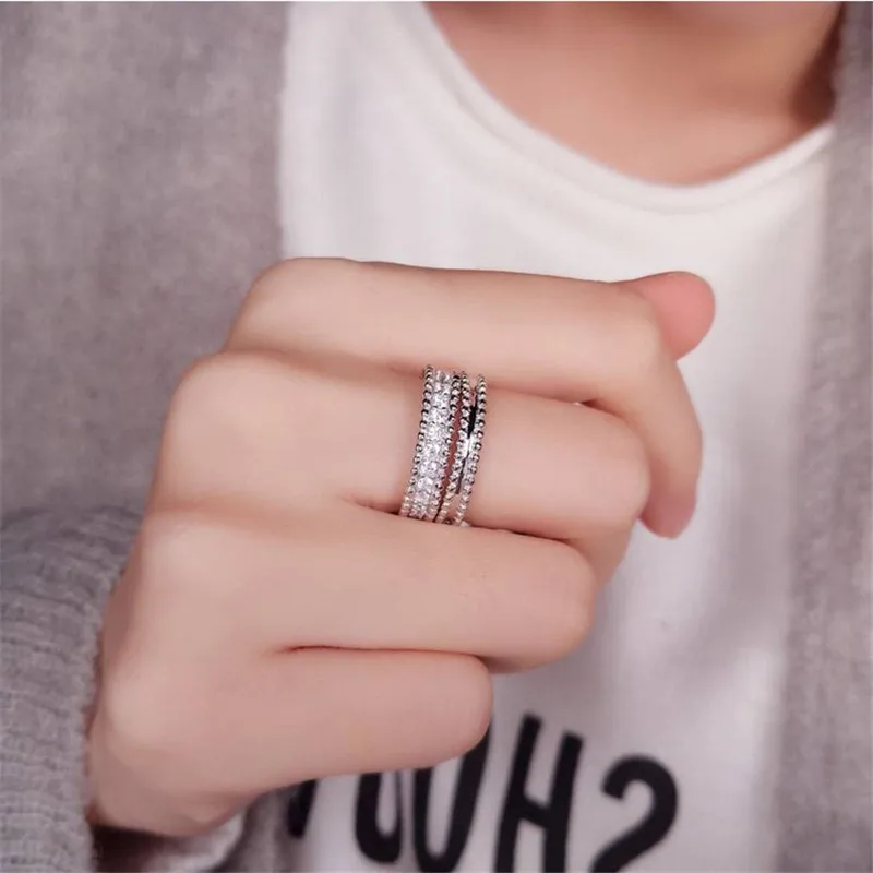 Silver Ring Wedding Rings Silver Rings Office lady 925 Sterling Silver Ring Pave AAAAA Cz Engagement Wedding Band Rings for Women Bridal Fashion Party Jewelry Gift