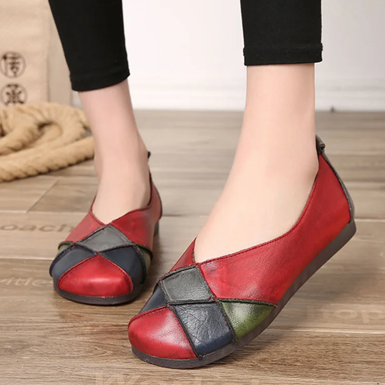 

SWONCO Genuine Leather Causal Shoes Vintage Loafers For Women Autumn/spring 2020 New Female Casual Shoes Slip On Oxford Flats