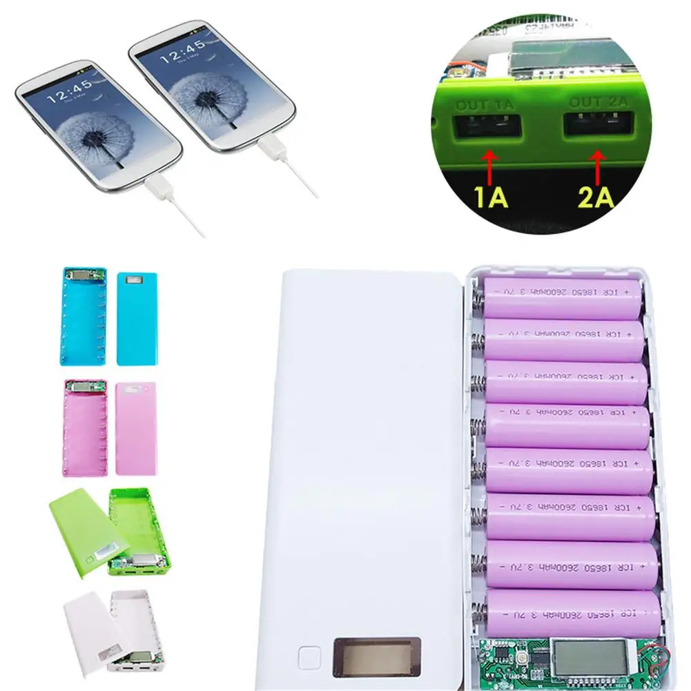 5 в Dual USB 18650 power Bank батарейный блок 1А 2А Двойной выход зарядное устройство для
