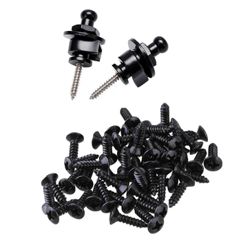 

2 Set Accessories: 1 Set 2Pcs Guitar Strap Lock Pin Peg & 1 Set 50X Guitar Bass Screws for Scratchplates Pickguard,Black