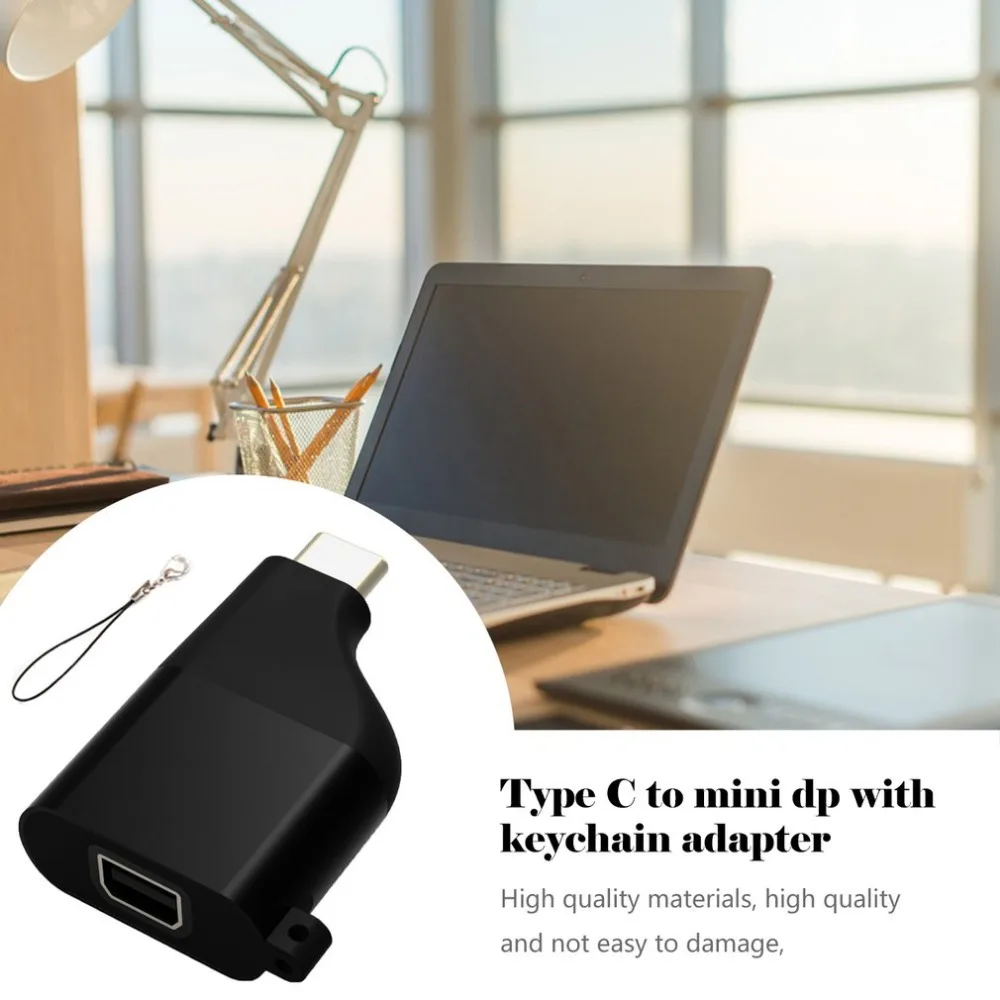 Тип C к Мини Dispalyport 4K 60Hz адаптер Usb C к Мини Dp конвертер мужчин и женщин с брелок стиль черный