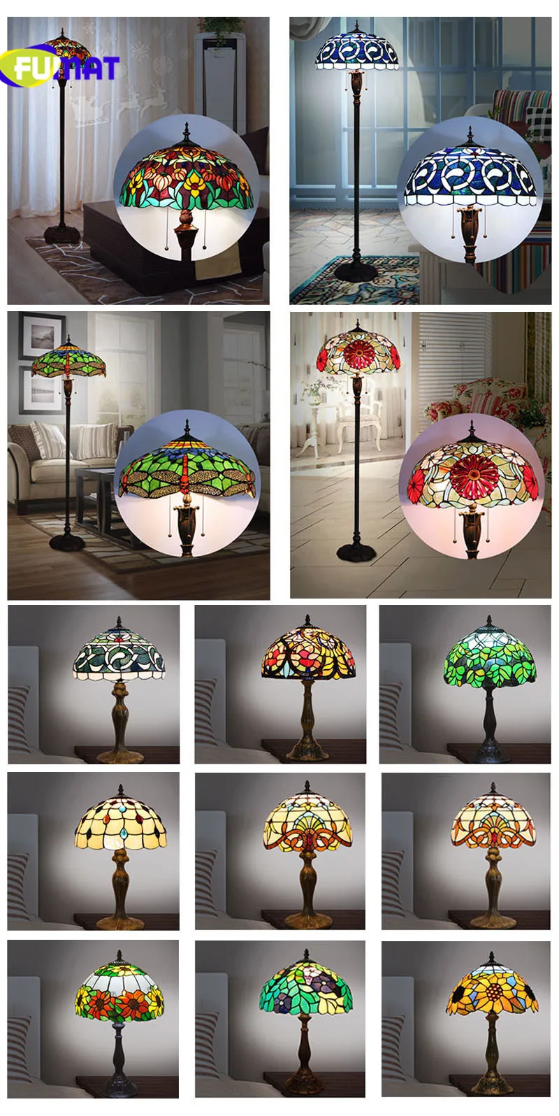 FUMAT Tiffanylamp настольные лампы Pteris Staiend стеклянный абажур для спальни прикроватные лампы светодиодный домашний арт-деко Свадебный Настольный светильник