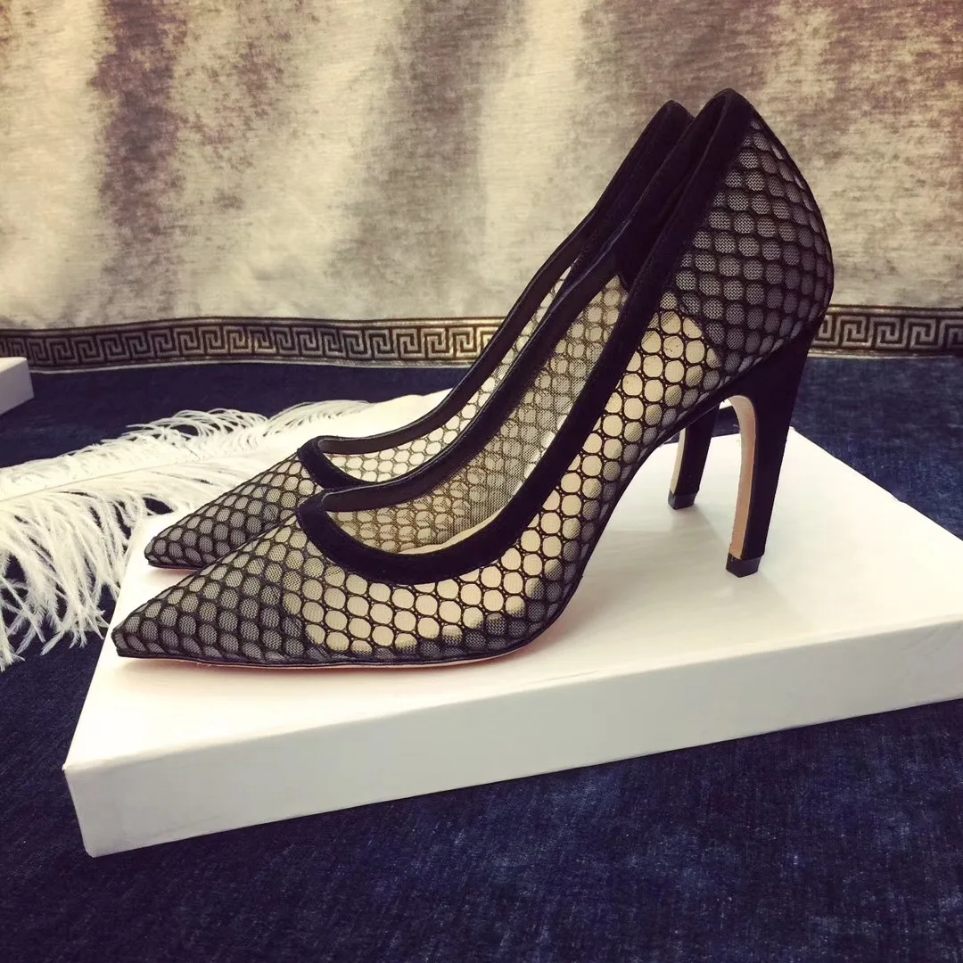 

Ventilation Lace Transparent Cloth Sharp Solid Color High With Fine With Women's Shoe Low Help