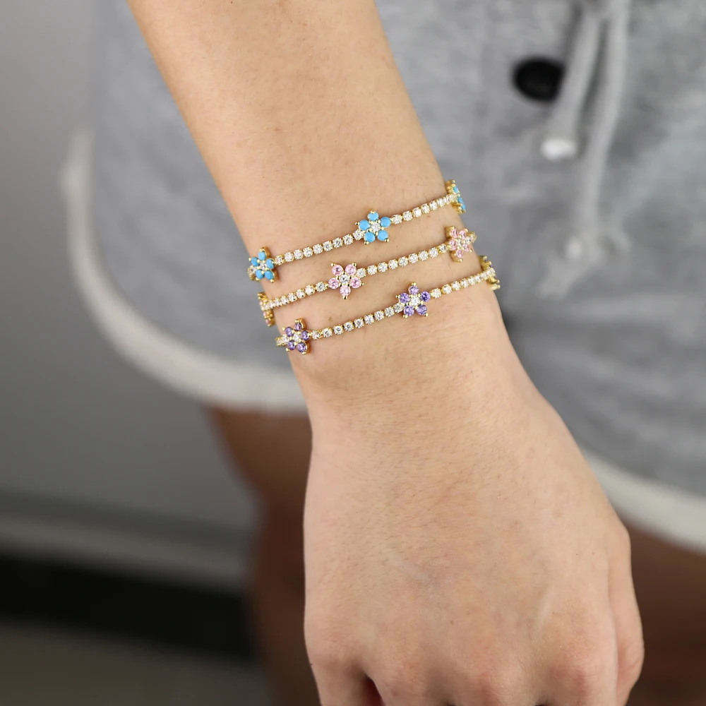 Браслет-цепочка для тенниса дизайнерские ювелирные изделия позолоченные