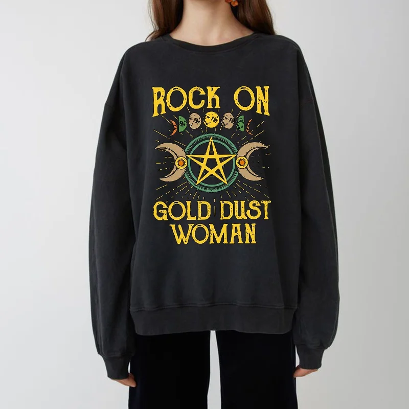 

Женские толстовки Rock on Gold Dust, толстовки с капюшоном, женская уличная одежда, шикарные толстовки с буквенным принтом, женские осенние толстовки с длинным рукавом H